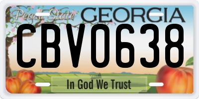 GA license plate CBV0638