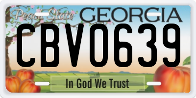 GA license plate CBV0639