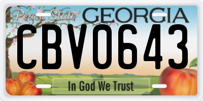 GA license plate CBV0643