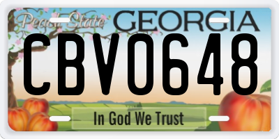 GA license plate CBV0648