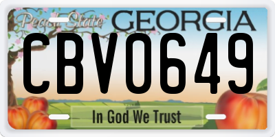 GA license plate CBV0649
