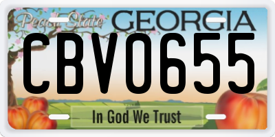 GA license plate CBV0655