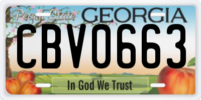 GA license plate CBV0663