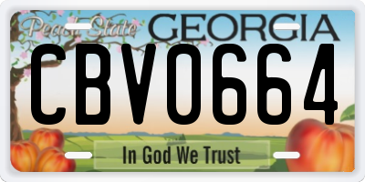 GA license plate CBV0664