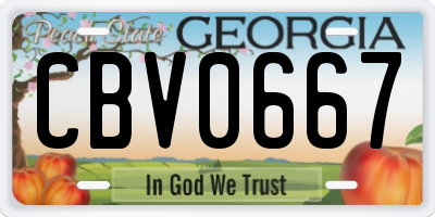 GA license plate CBV0667