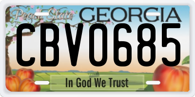 GA license plate CBV0685