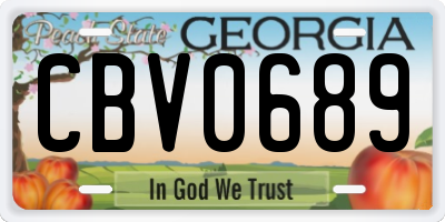 GA license plate CBV0689