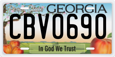 GA license plate CBV0690