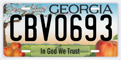 GA license plate CBV0693
