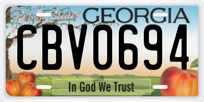 GA license plate CBV0694