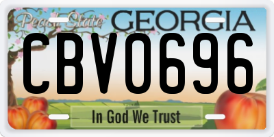 GA license plate CBV0696