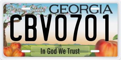 GA license plate CBV0701