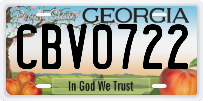 GA license plate CBV0722