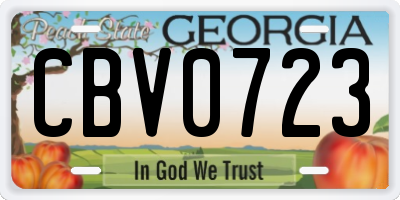 GA license plate CBV0723