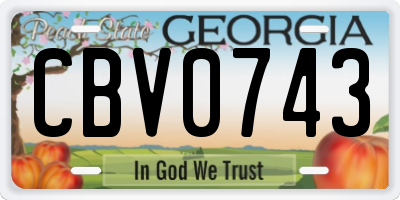 GA license plate CBV0743