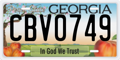 GA license plate CBV0749