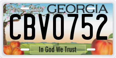 GA license plate CBV0752
