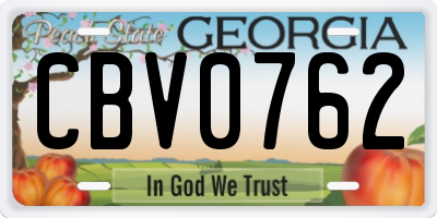 GA license plate CBV0762