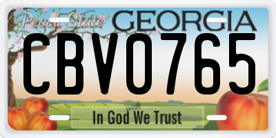 GA license plate CBV0765