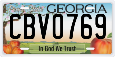 GA license plate CBV0769