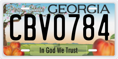 GA license plate CBV0784
