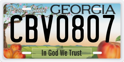 GA license plate CBV0807