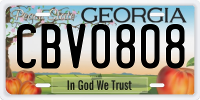 GA license plate CBV0808