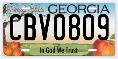 GA license plate CBV0809