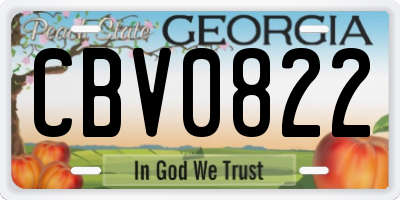 GA license plate CBV0822