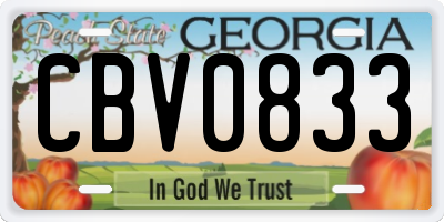 GA license plate CBV0833