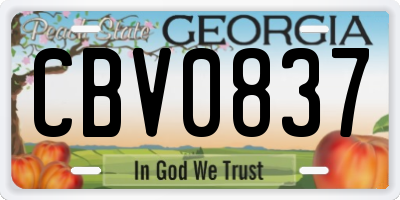 GA license plate CBV0837