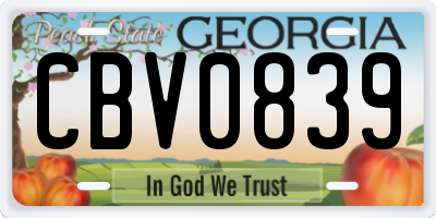 GA license plate CBV0839
