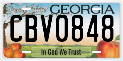 GA license plate CBV0848