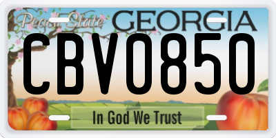 GA license plate CBV0850
