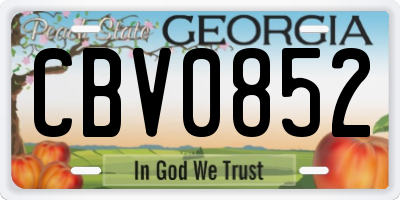 GA license plate CBV0852