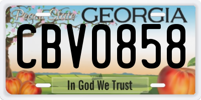 GA license plate CBV0858
