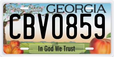 GA license plate CBV0859