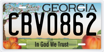 GA license plate CBV0862
