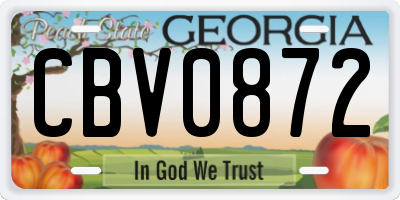 GA license plate CBV0872