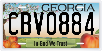 GA license plate CBV0884