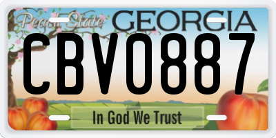 GA license plate CBV0887