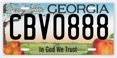 GA license plate CBV0888
