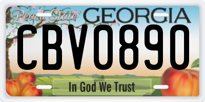GA license plate CBV0890