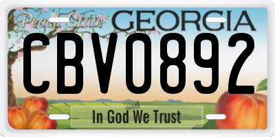 GA license plate CBV0892