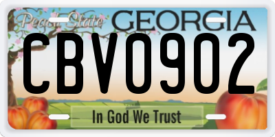 GA license plate CBV0902