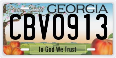 GA license plate CBV0913