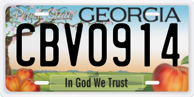 GA license plate CBV0914