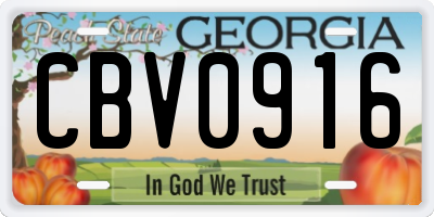 GA license plate CBV0916