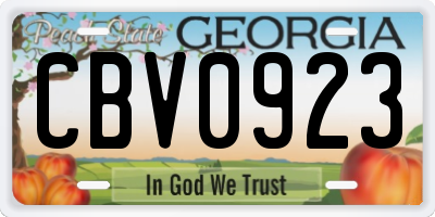 GA license plate CBV0923