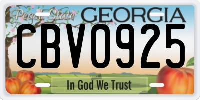 GA license plate CBV0925
